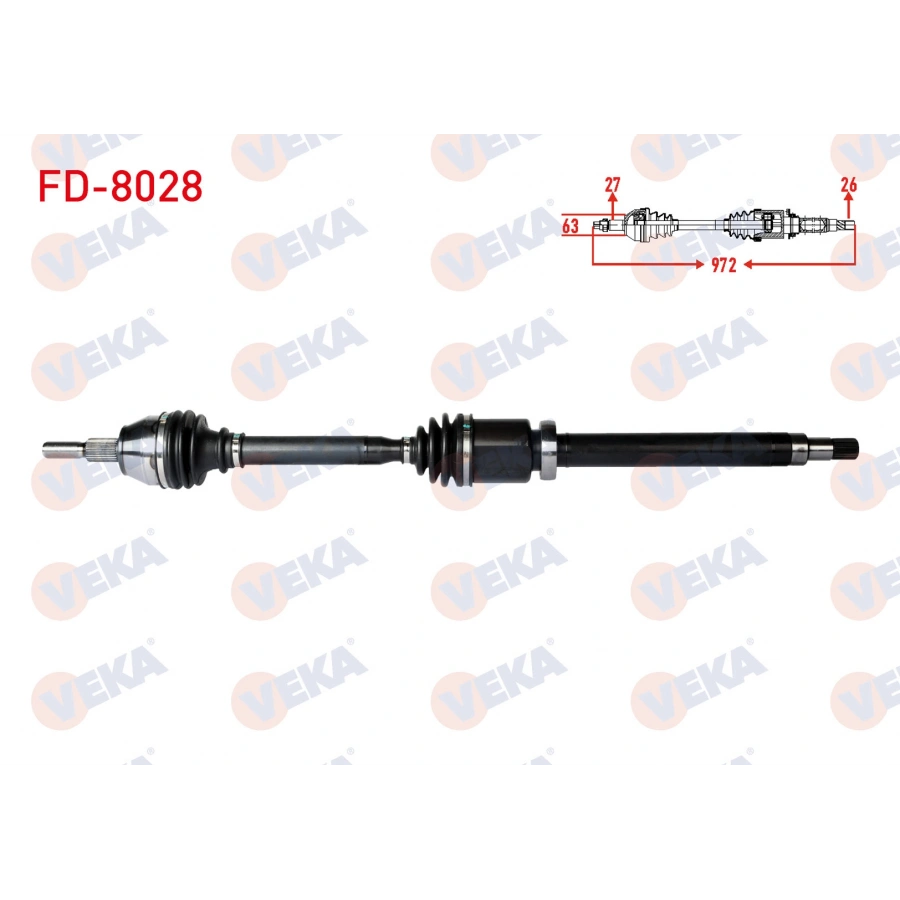 KOMPLE AKS SAG ON FORD FOCUS III 1.6 TDCI M-T UZUNLUK 972mm 2011-2015