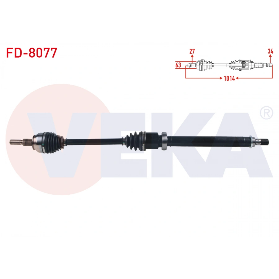 KOMPLE AKS SAG ON FORD FOCUS III 1.6 TI-VCT A-T UZUNLUK 1014mm 2011-2015