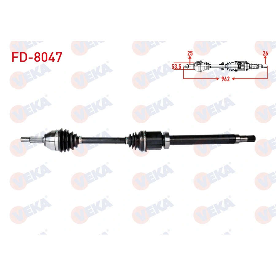 KOMPLE AKS SAG ON FORD TRANSIT CONNECT 1.8 TDCI 75 HP UZUNLUK 962mm 2002-2013