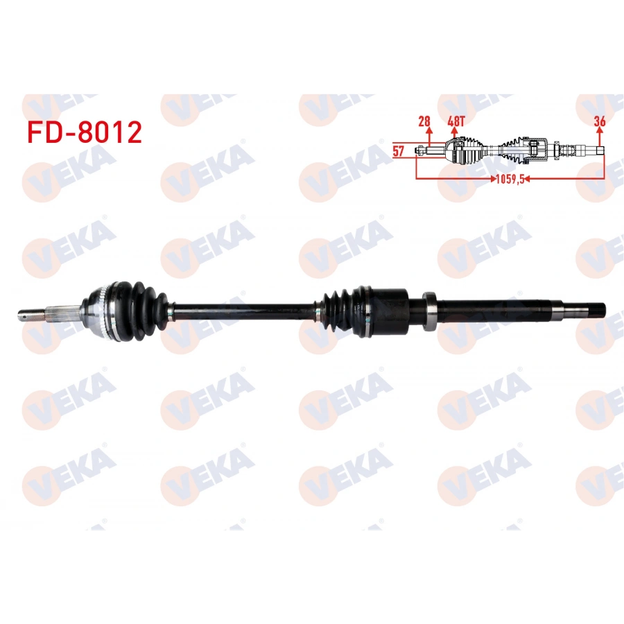 KOMPLE AKS SAG ON FORD TRANSIT (FA_ _) 2.4 TDCI ABSLI 48 DIS UZUNLUK 1059,5mm 2000-2006