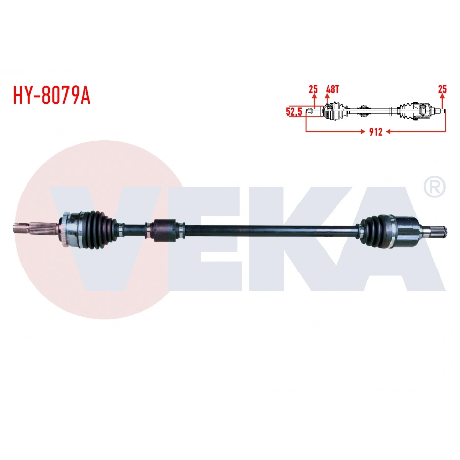 KOMPLE AKS SAG ON HYUNDAI I20 (GB) 1.2 ABSLI 48 DIS UZUNLUK 912mm 2015-