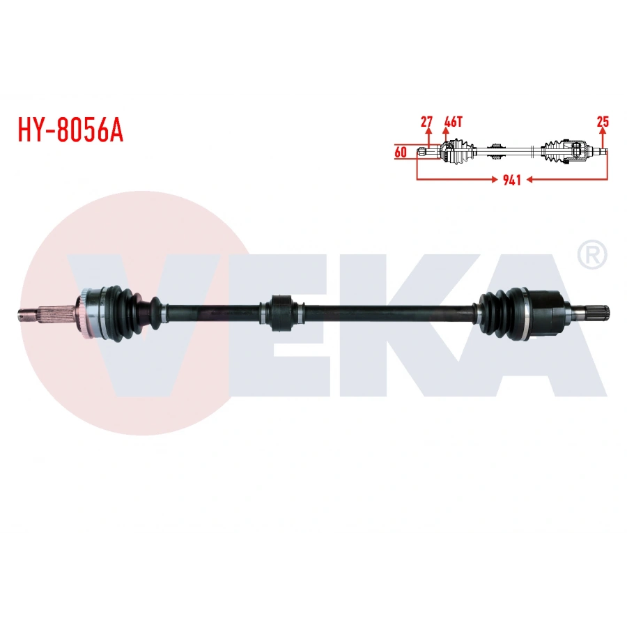 KOMPLE AKS SAG ON HYUNDAI I30 (FD) 1.4i A-T/M-T ABSLI 46 DIS UZUNLUK 941mm 2007-2011