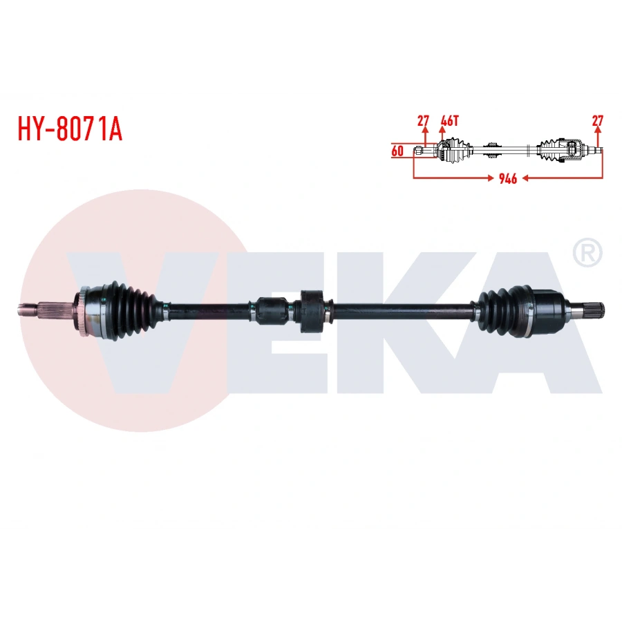 KOMPLE AKS SAG ON HYUNDAI I30 (FD) 1.6 CRDI A-T ABSLI 46 DIS UZUNLUK 946mm 2007-2011