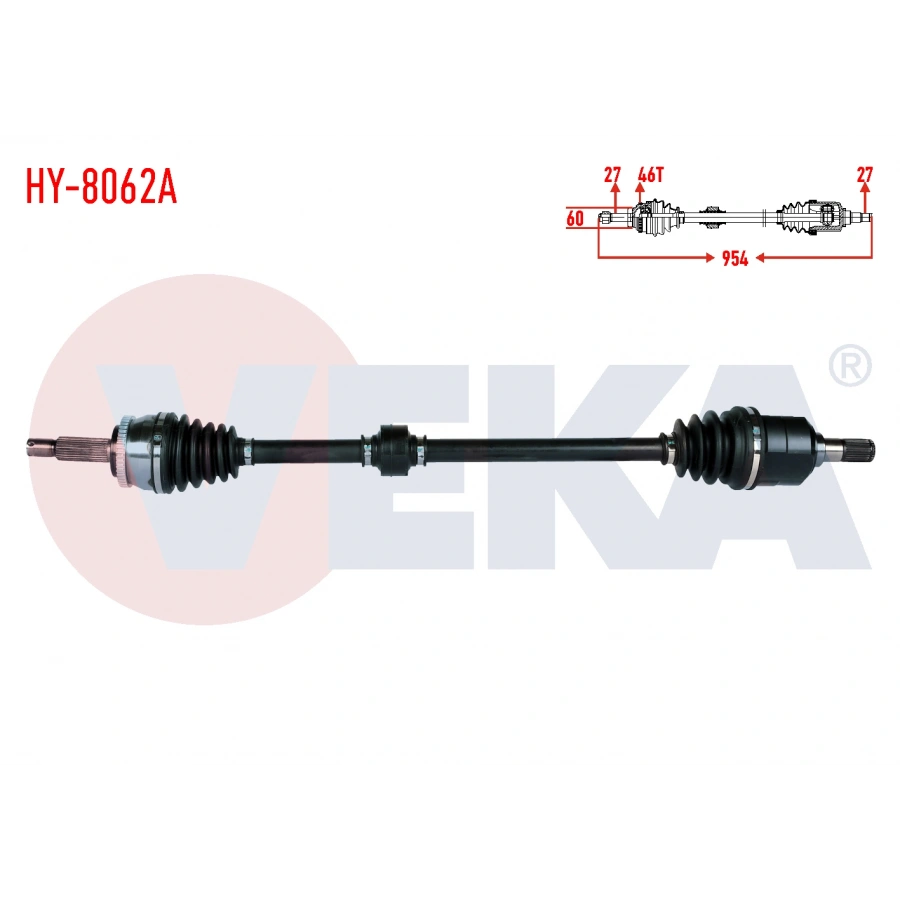 KOMPLE AKS SAG ON HYUNDAI I30 (FD) 1.6 CRDI M-T ABSLI 46 DIS UZUNLUK 954mm 2007-2011