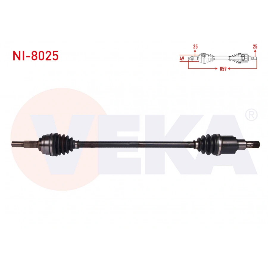 KOMPLE AKS SAG ON NISSAN MICRA IV (K13) 1.2 DIG A-T UZUNLUK 859 mm 2010-