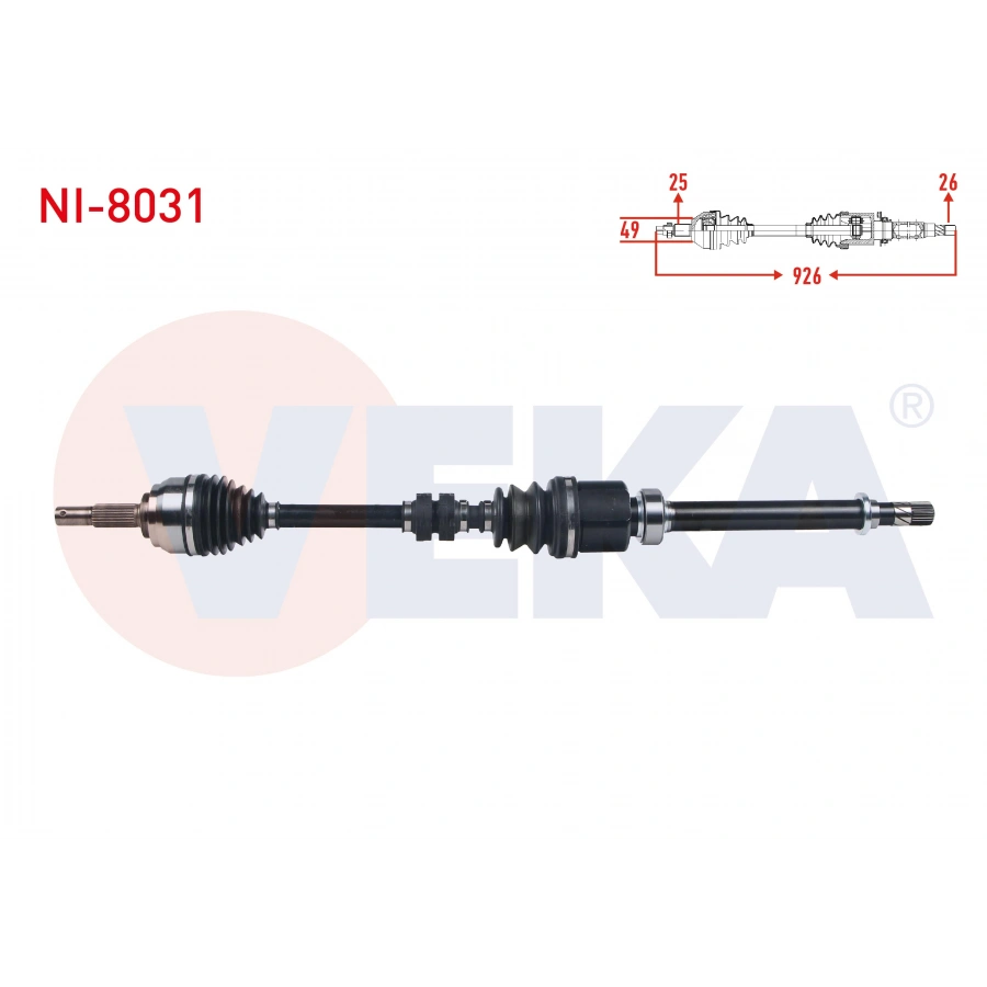 KOMPLE AKS SAG ON NISSAN NOTE (E12) 1.5 DCI M-T UZUNLUK 926 mm 2013-