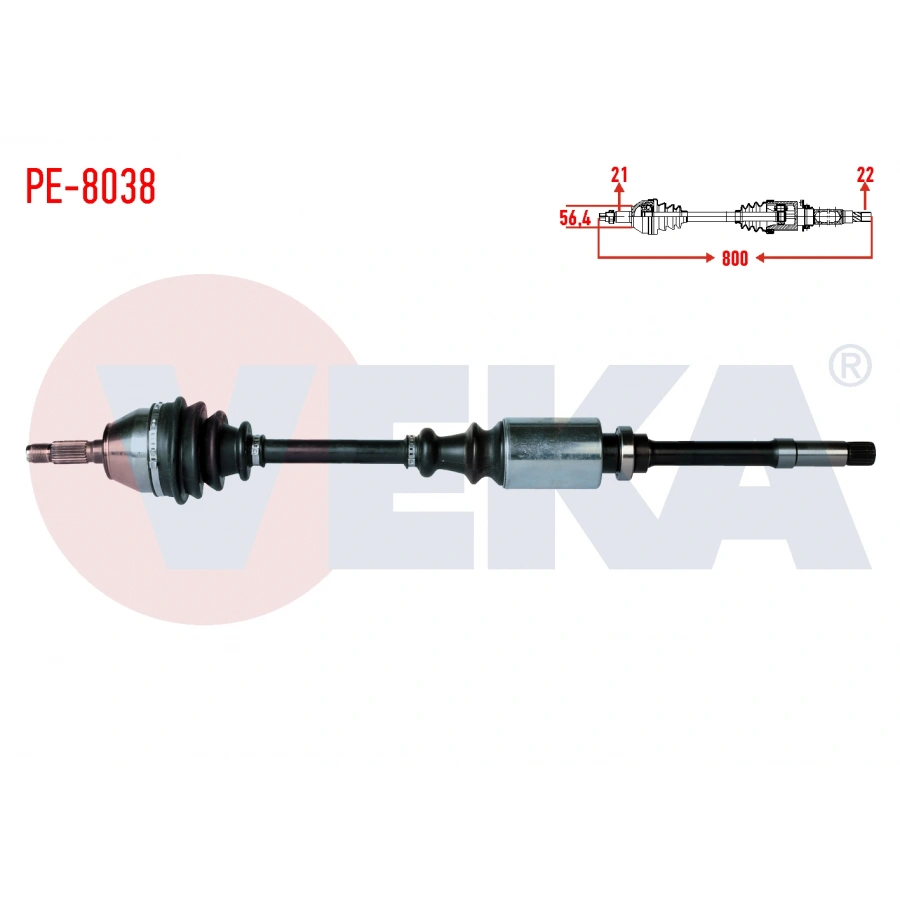 KOMPLE AKS SAG ON PEUGEOT 106 I 1.4 UZUNLUK 800mm 1991-1996