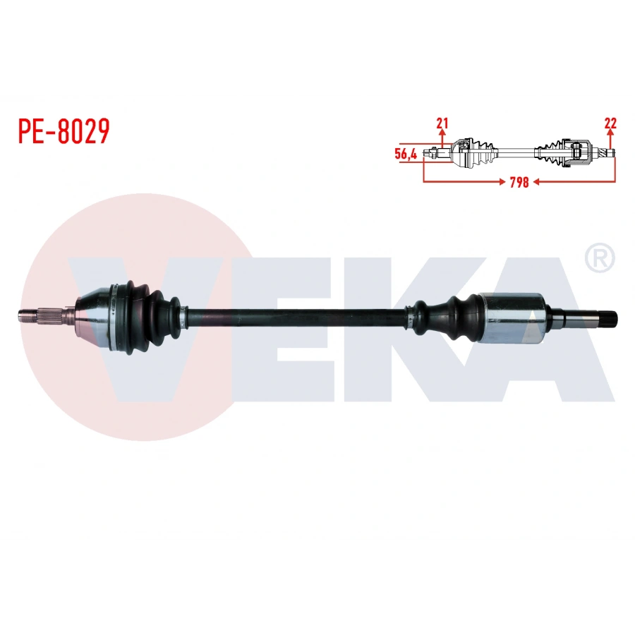 KOMPLE AKS SAG ON PEUGEOT 106 I (1A,1C) 1.4 UZUNLUK 798mm 1991-1996