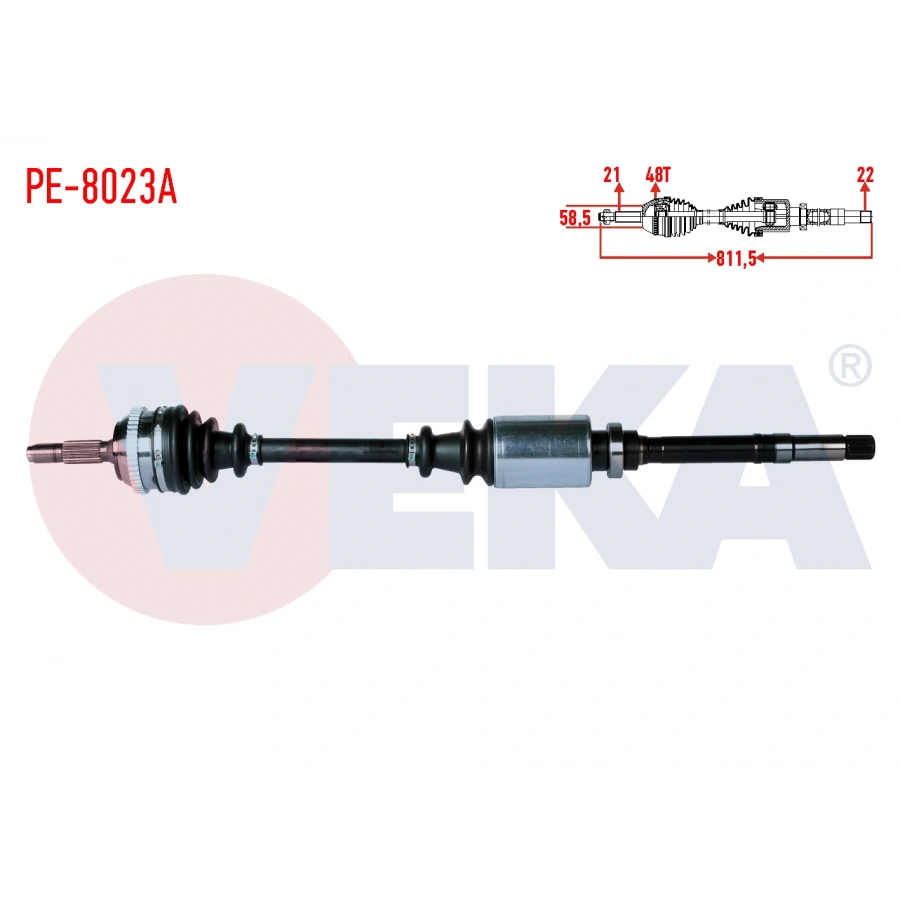 KOMPLE AKS SAG ON PEUGEOT 106 II 1.6i GTI ABSLI 48 DIS UZUNLUK 811,5mm 1996-2002