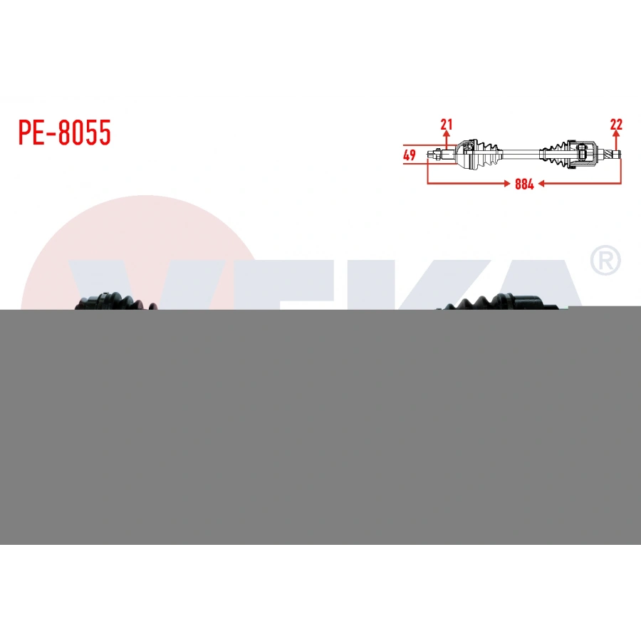 KOMPLE AKS SAG ON PEUGEOT 301 1.2 VTI M-T UZUNLUK 884mm 2012-