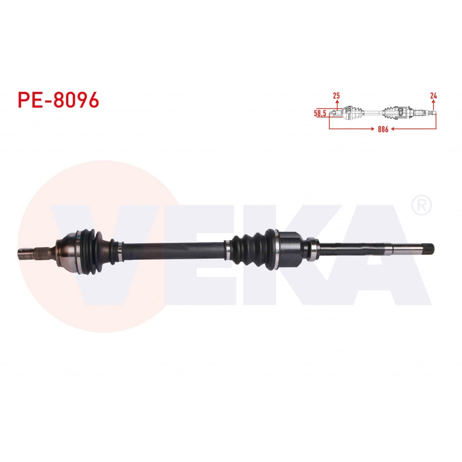 KOMPLE AKS SAG ON PEUGEOT 301 1.6 HDI 100 PS EURO 6 UZUNLUK 886 mm 2018-