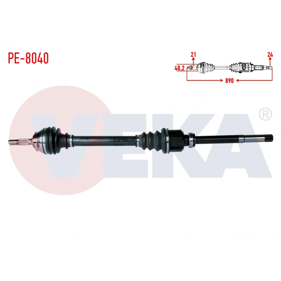 KOMPLE AKS SAG ON PEUGEOT 301 1.6 HDI UZUNLUK 890mm 2012-