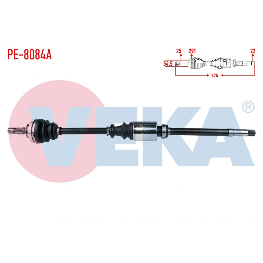 KOMPLE AKS SAG ON PEUGEOT 306 (7B,N3,N5) 1.4i ABSLI 29 DIS UZUNLUK 875mm 1993-2002