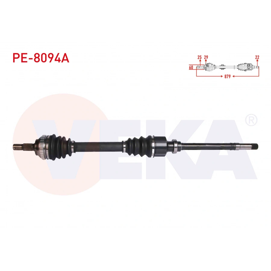 KOMPLE AKS SAG ON PEUGEOT 306 (7B,N3,N5) 1.6i M-T ABSLI 29 DIS UZUNLUK 879 mm 1993-2002