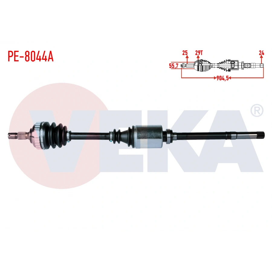 KOMPLE AKS SAG ON PEUGEOT 406 (8B) 2.0i ABSLI 29 DIS UZUNLUK 904,5mm 1995-2004