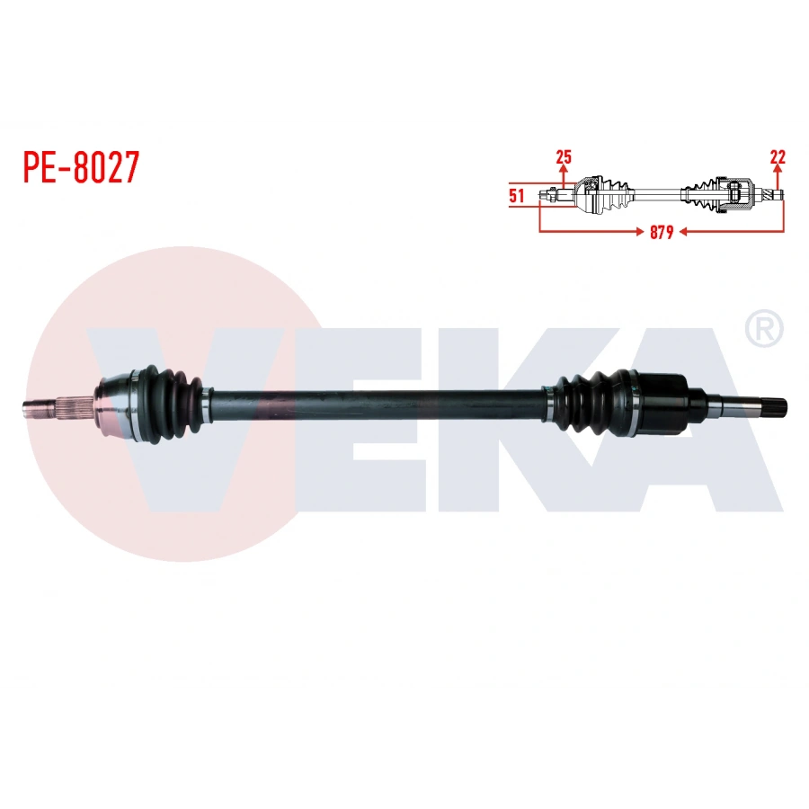 KOMPLE AKS SAG ON PEUGEOT BIPPER (AA) 1.4 HDI UZUNLUK 879mm 2008-