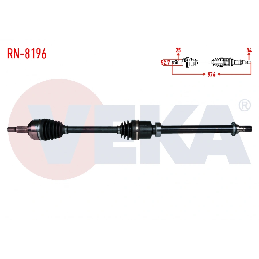 KOMPLE AKS SAG ON RENAULT CAPTUR 1.2 - 1.5 DCI A-T UZUNLUK 976mm 2013-