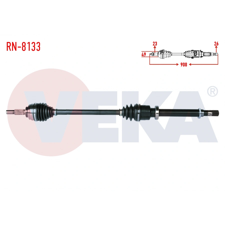 KOMPLE AKS SAG ON RENAULT CLIO IV 1.2 16v UZUNLUK 908mm 2012-