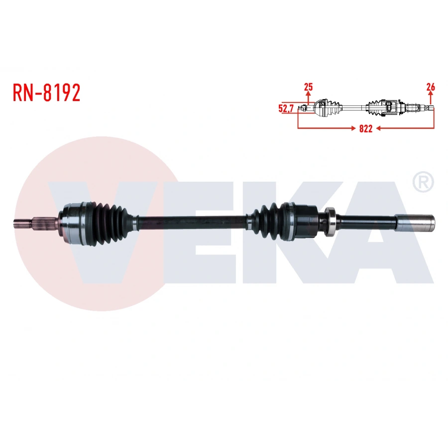 KOMPLE AKS SAG ON RENAULT FLUENCE (L30) 1.6 16v A-T UZUNLUK 822mm 2009-