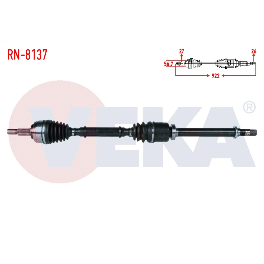 KOMPLE AKS SAG ON RENAULT KANGOO (KW0/1) 1.5 DCI 105 HP 6 VITES UZUNLUK 922mm 2008-