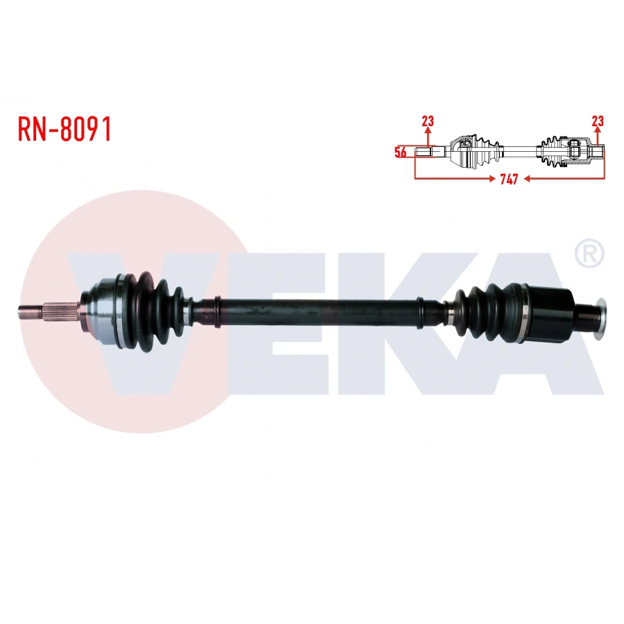 KOMPLE AKS SAG ON RENAULT LAGUNA I (B56,556) 1.6i UZUNLUK 747mm 1993-2001