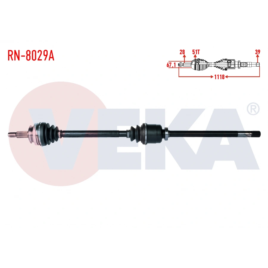 KOMPLE AKS SAG ON RENAULT MASTER II (FD) 2.5 D S8U ABSLI 51 DIS UZUNLUK 1118mm 1998-2010