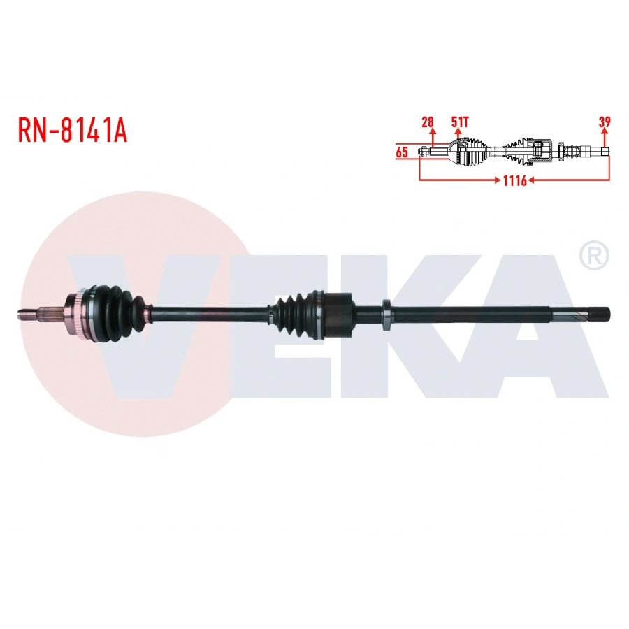 KOMPLE AKS SAG ON RENAULT MASTER II (FD) 2.5 DCI ABSLI 51 DIS 28X39 UZUNLUK 1116 mm 2006-2010