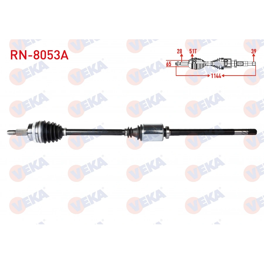 KOMPLE AKS SAG ON RENAULT MASTER II (FD) 2.5 DCI ABSLI 51 DIS UZUNLUK 1144mm 1998-2010