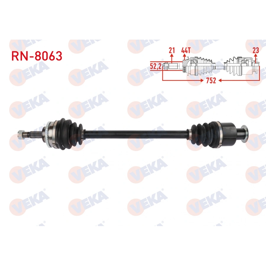 KOMPLE AKS SAG ON RENAULT MEGANE I 1.6 8v - 1.6i 16v ABSLI 44 DIS UZUNLUK 752mm 1996-2003