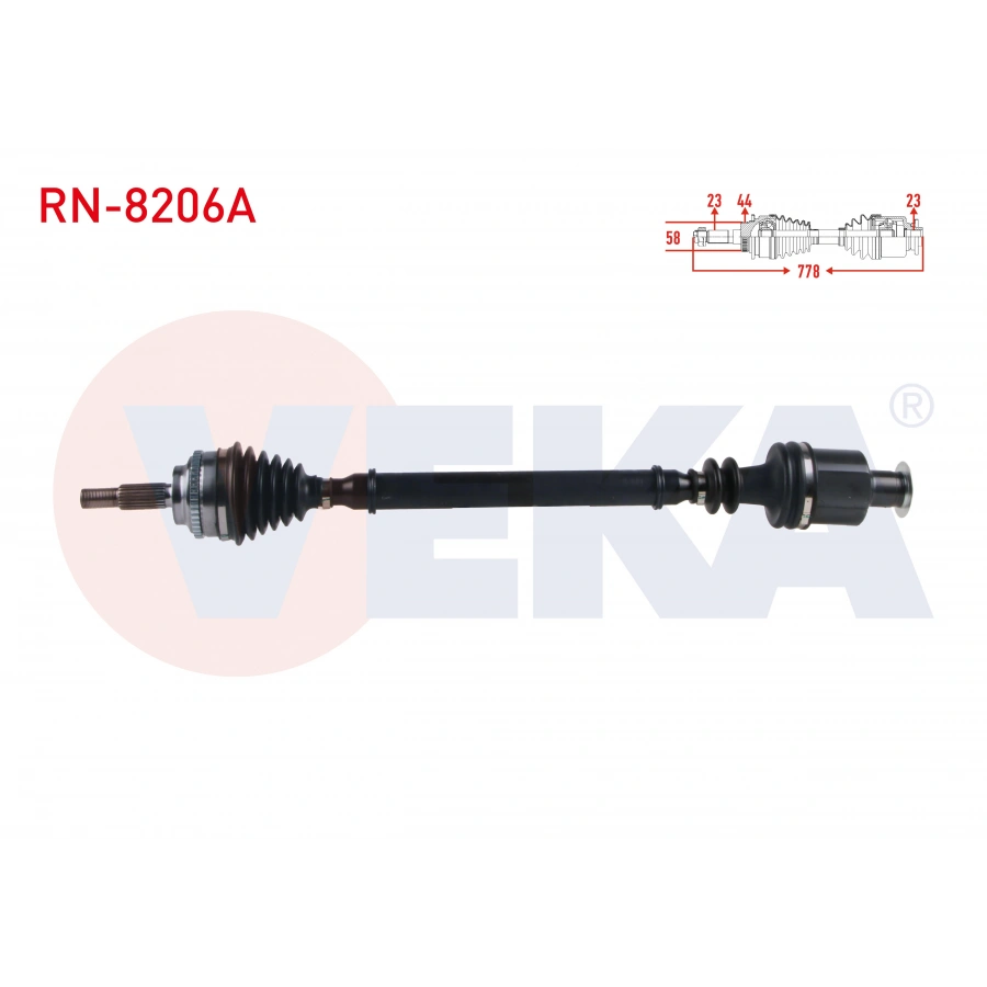 KOMPLE AKS SAG ON RENAULT MEGANE I (BA0/1) 1.6i 16v A-T ABSLI 44 DIS UZUNLUK 778 mm 1996-2003