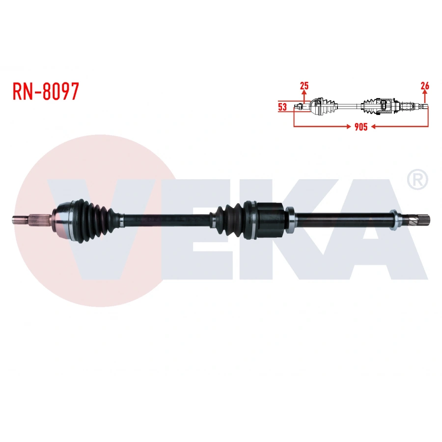 KOMPLE AKS SAG ON RENAULT MEGANE II (BM0/1,CM0/1) 1.5 DCI M-T 6 VITES UZUNLUK 905mm 2002-2008