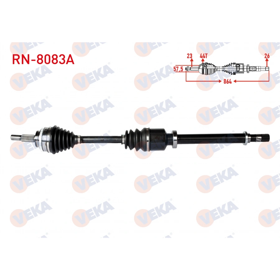 KOMPLE AKS SAG ON RENAULT THALIA II 1.5 DCI ABSLI 44 DIS UZUNLUK 864mm 2008-