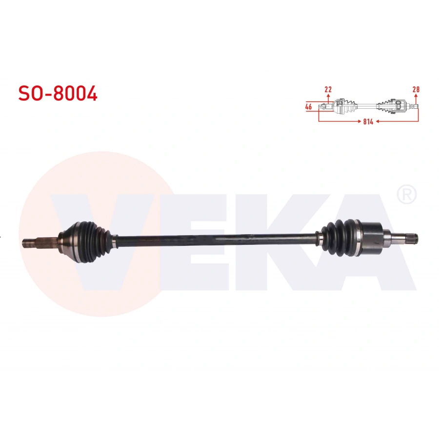 KOMPLE AKS SAG ON SKODA CITIGO 1.0 A-T/M-T UZUNLUK 814 mm 2011-