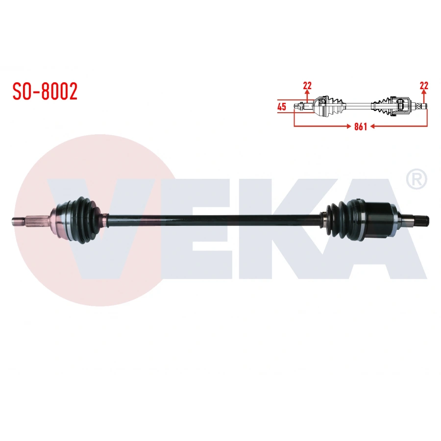 KOMPLE AKS SAG ON SKODA FAVORIT 135 1.3 UZUNLUK 861mm 1989-1994