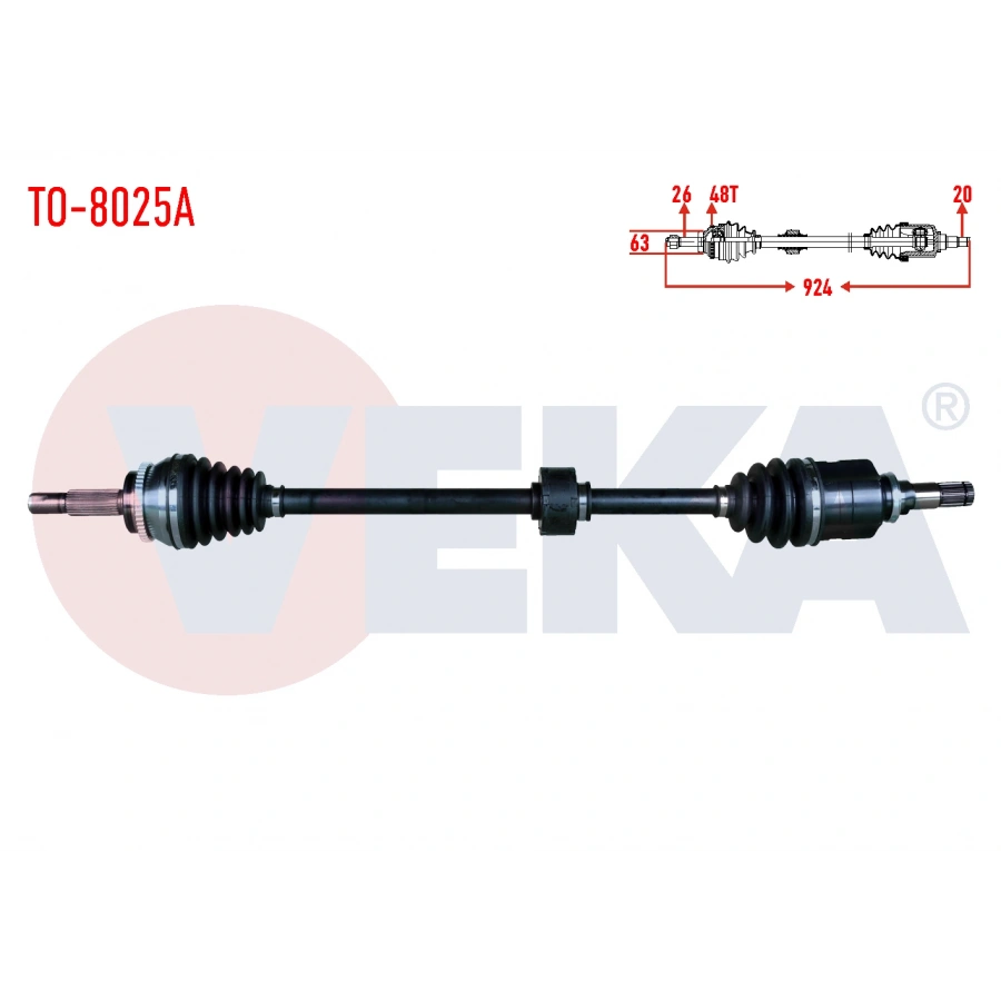 KOMPLE AKS SAG ON TOYOTA VERSO (ZER_, ZZE12_, R1_) 1.6 A-T/M-T ABSLI 48 DIS UZUNLUK 924mm 2004-2009