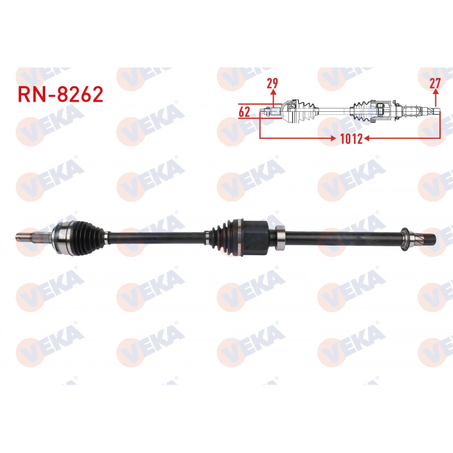 KOMPLE AKS SAG ON UZUNLUK 1012mm (7 VITES CIFT KAVRAMA) RENAULT KADJAR 1.5 BlueDCI 2018- / NISSAN QASHQAI II 1.5 dCi 2018-