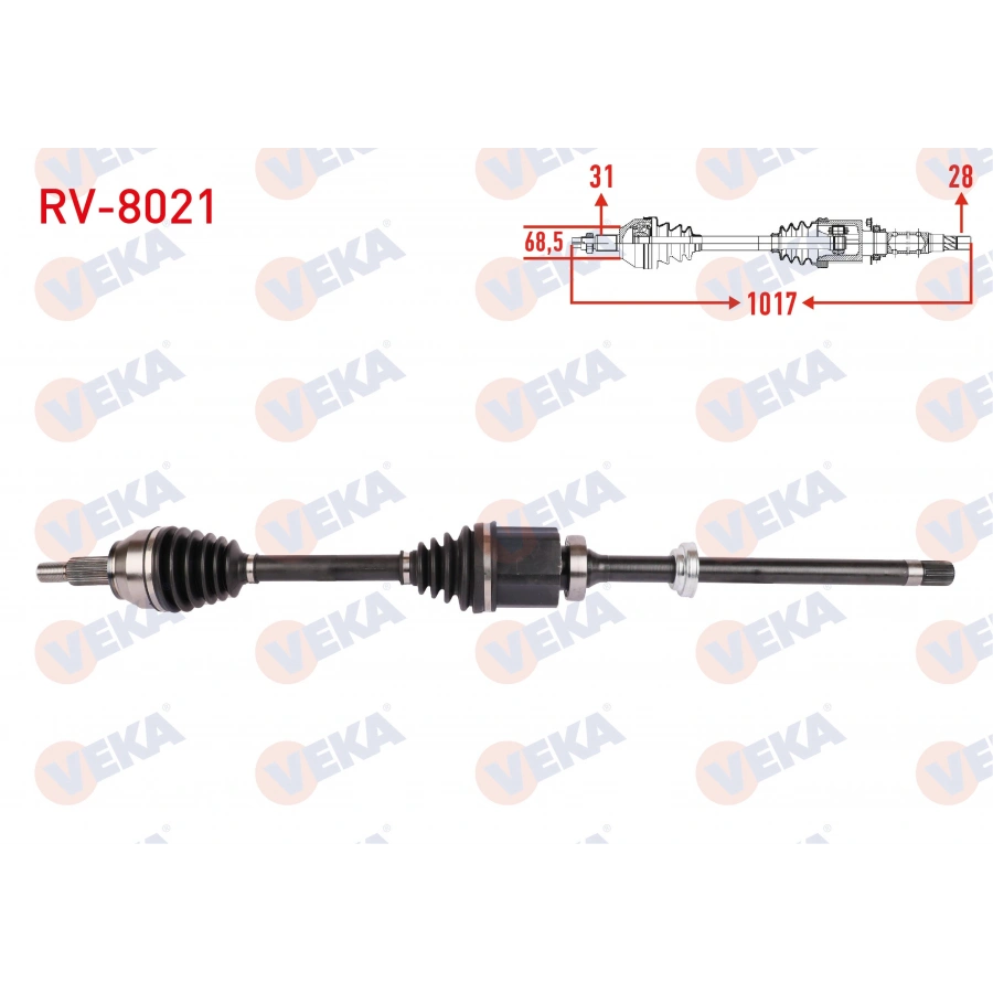 KOMPLE AKS SAG ON UZUNLUK 1017mm LAND ROVER EVOQUE 2.0 4X4 A-T 2011-2019