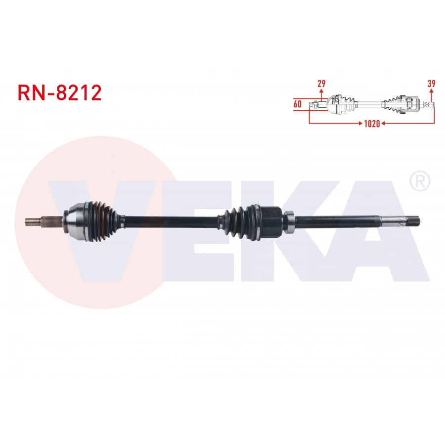 KOMPLE AKS SAG ON UZUNLUK 1020 mm RENAULT TRAFIC III 1.6 DCI 2014- / OPEL VIVARO C 1.6 CDTI - 2.0 CDTI 2019-