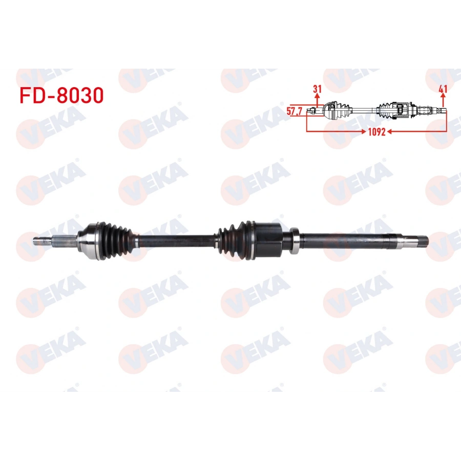 KOMPLE AKS SAG ON UZUNLUK 1092mm FORD TOURNEO CUSTOM (V362) KISA SASE 2.2 TDCI 155 HP 2012-