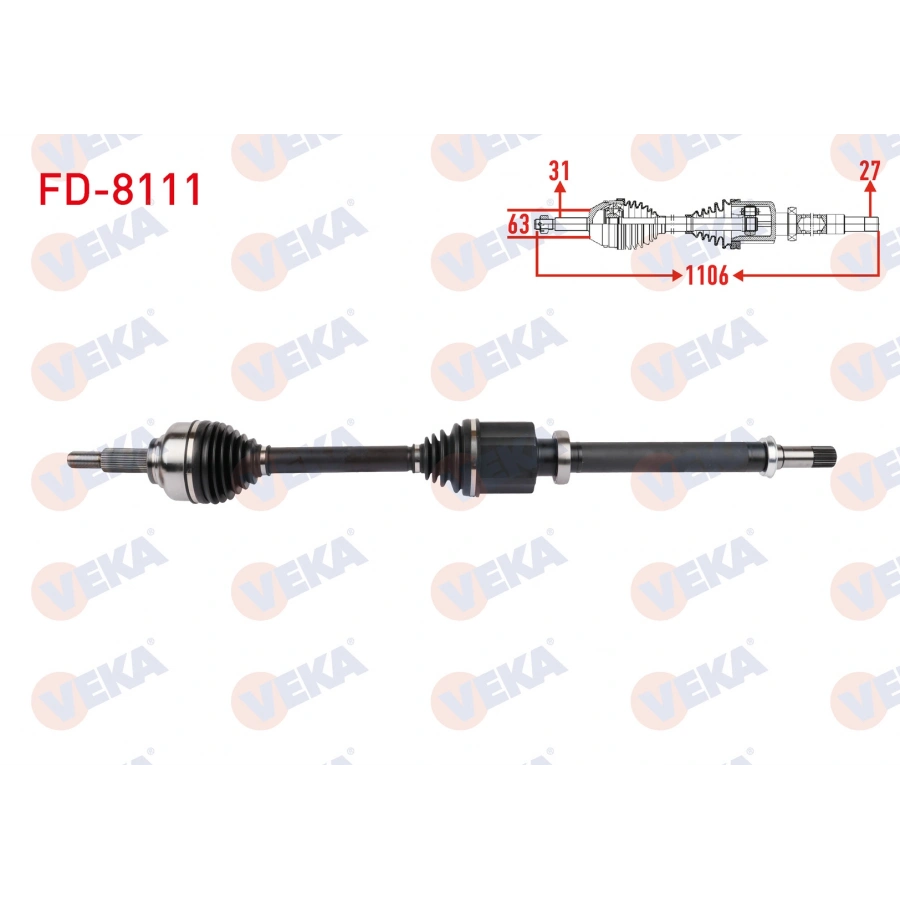 KOMPLE AKS SAG ON UZUNLUK 1106mm FORD TOURNEO-TRANSIT CUSTOM (V362) 2.0 EcoBlue A-T 2015-