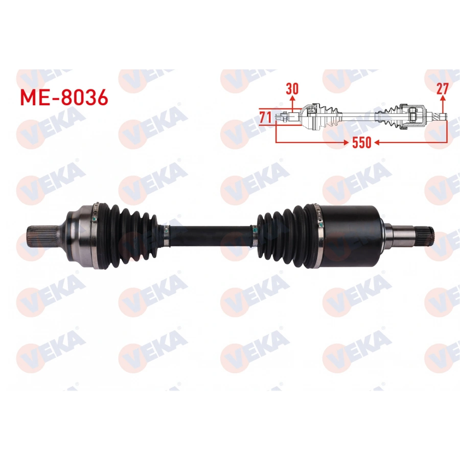 KOMPLE AKS SAG ON UZUNLUK 550mm MERCEDES GLK-SERISI (X204) 350 CDI 2012-2015