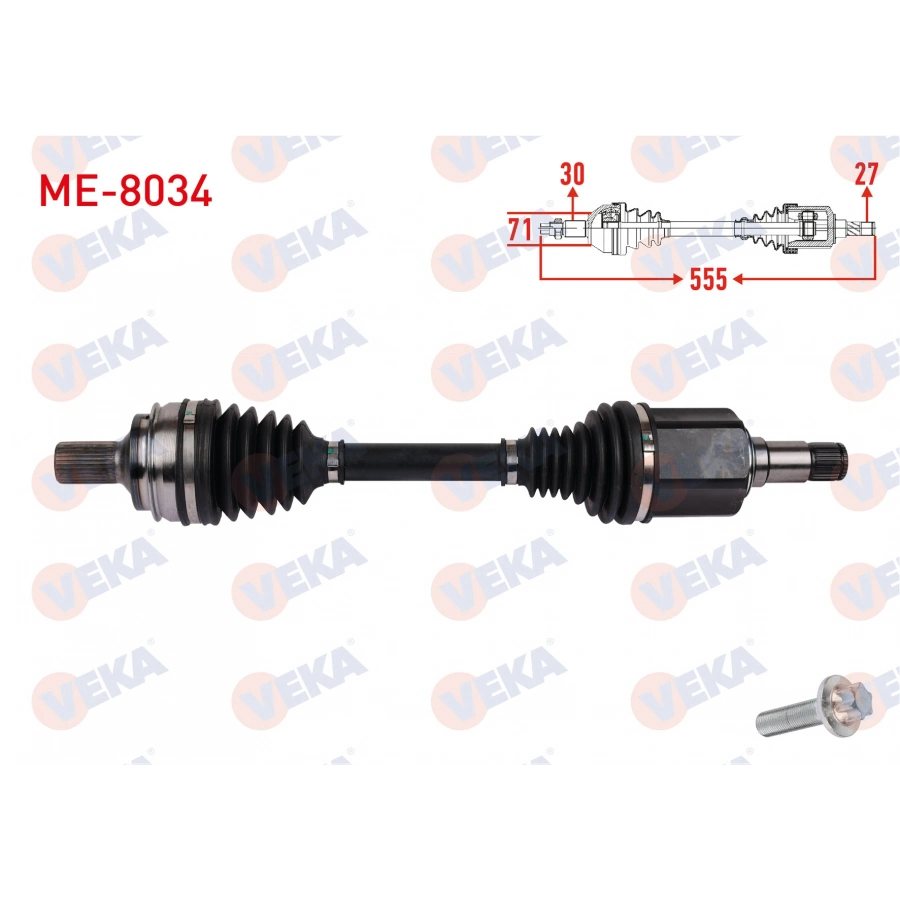 KOMPLE AKS SAG ON UZUNLUK 555mm MERCEDES C-SERISI (W205) C200 C220 C250 C400 4-MATIC 2014-