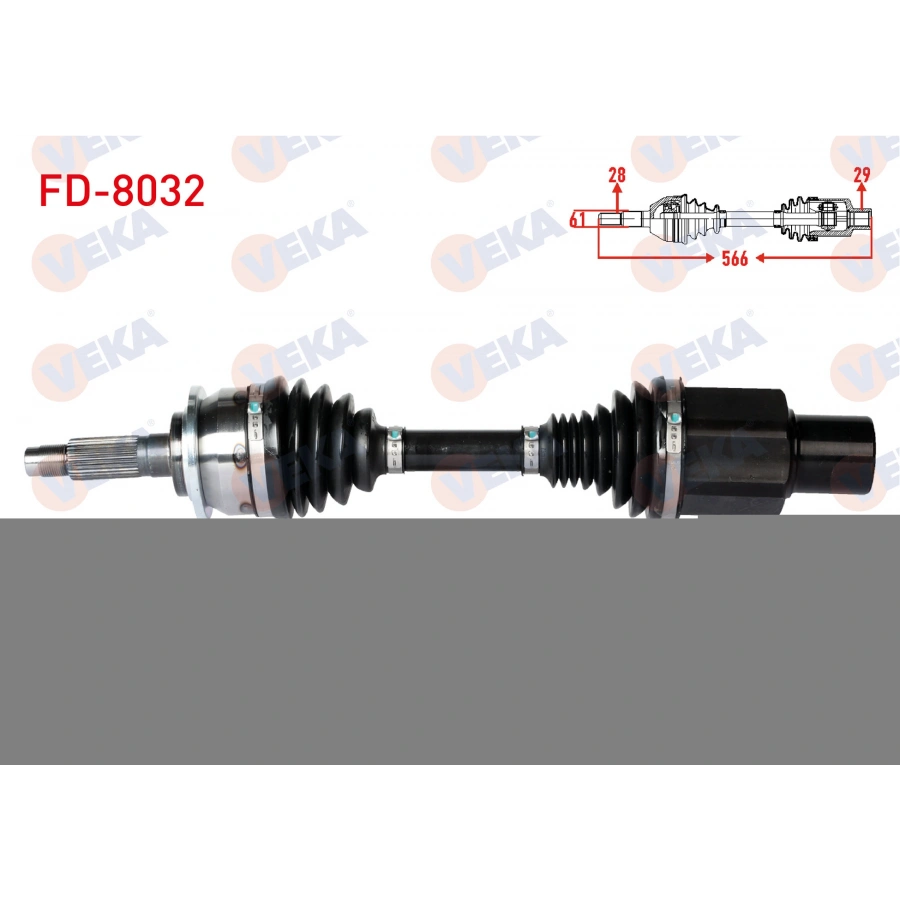 KOMPLE AKS SAG ON UZUNLUK 566mm FORD RANGER 2.2 TDCI - 3.2 TDCI A-T/M-T 2011-