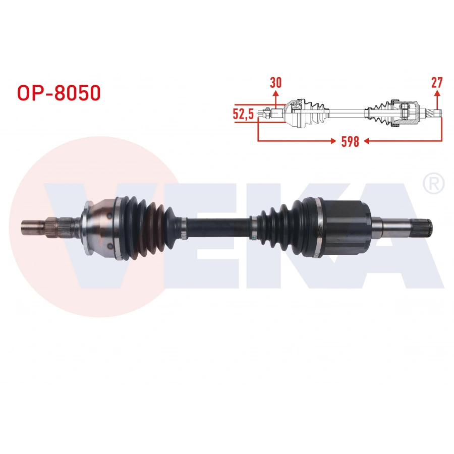 KOMPLE AKS SAG ON UZUNLUK 598mm OPEL ASTRA J HB 1.6 T A-T 2009-2016 / ASTRA J SEDAN 1.6 CDTI 1.6 SIDI A-T 2009-2016