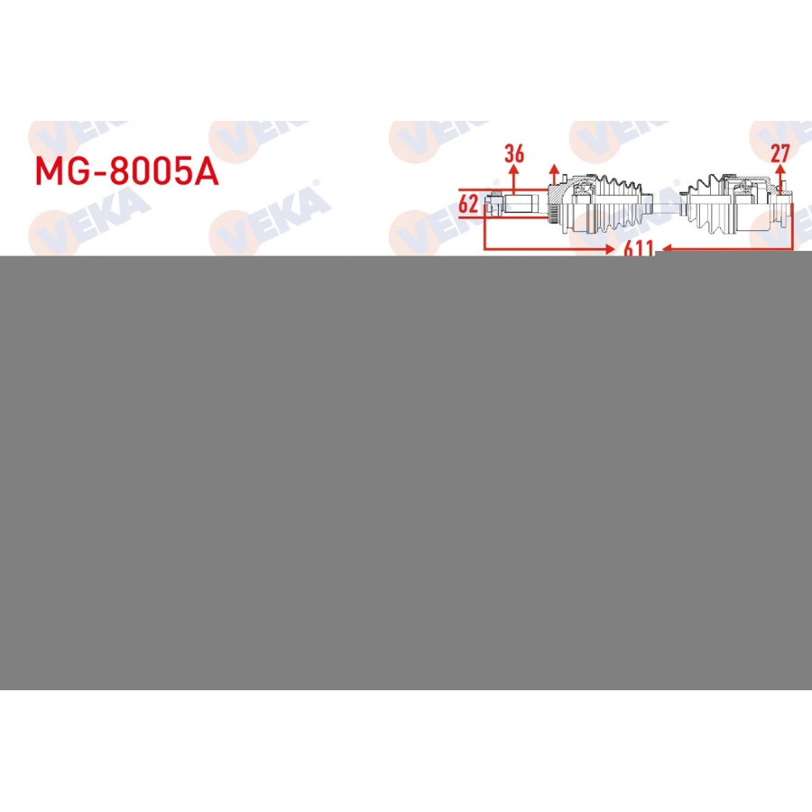 KOMPLE AKS SAG ON UZUNLUK 611mm ABSLI 48 DIS MG HS-2022-