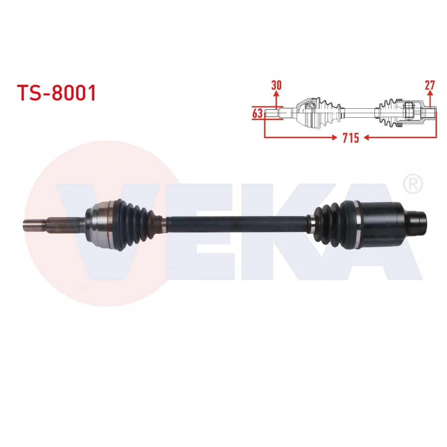 KOMPLE AKS SAG ON UZUNLUK 713mm TESLA MODEL S 2012-
