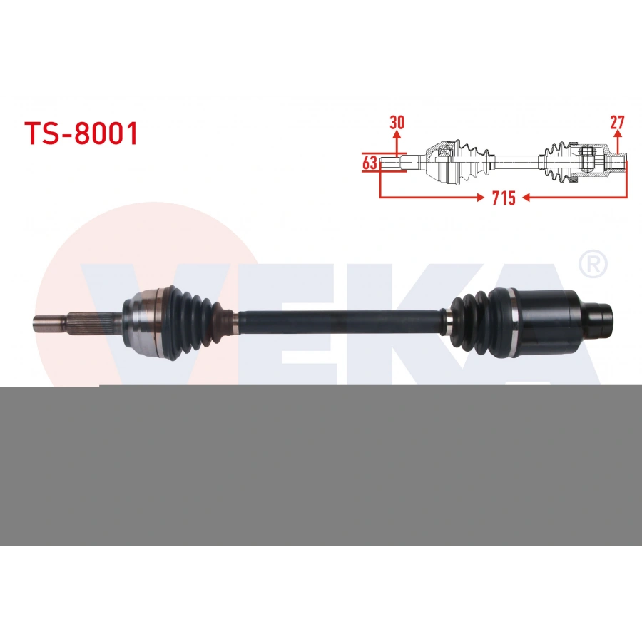 KOMPLE AKS SAG ON UZUNLUK 713mm TESLA MODEL S 2012-