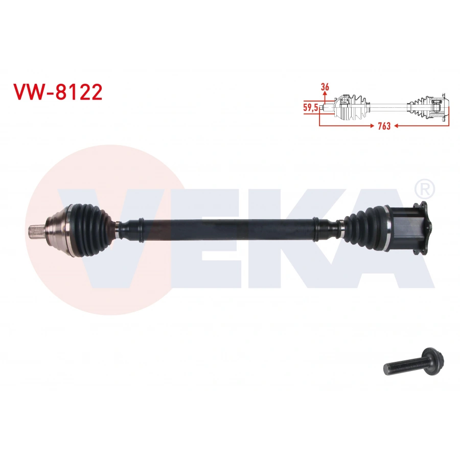 KOMPLE AKS SAG ON UZUNLUK 763mm VW GOLF VII (5G1) 2.0 TDI A-T DSG 13-/ PASSAT (362) 2.0 TDI A-T 10-14/ CADDY IV (SAA) 2.0 TDI A-T 15-/ CC B7 (358) 2.0 TDI A-T 12-16 /AUDI A3 (8V1) 2.0 TDI A-T 12-16
