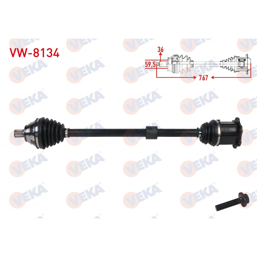 KOMPLE AKS SAG ON UZUNLUK 767mm VW GOLF VIII (CD1) 1.0 TSI 2020-/ AUDI Q2 (GAB) 1.0 TFSI / SEAT LEON SC (5F5) 1.0 TSI 2015-2018