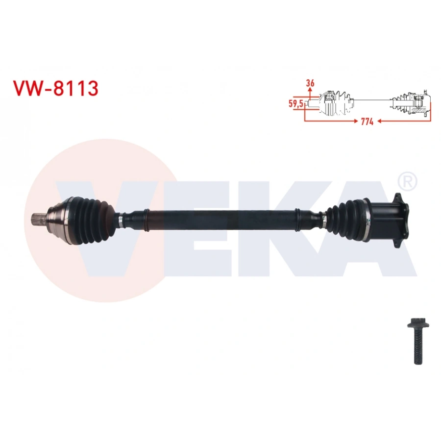 KOMPLE AKS SAG ON UZUNLUK 774mm VOLKSWAGEN PASSAT (3G2) 2.0 TDI A-T 2014-/ SKODA SUPERB (3V3) 2.0 TDI A-T 2015-